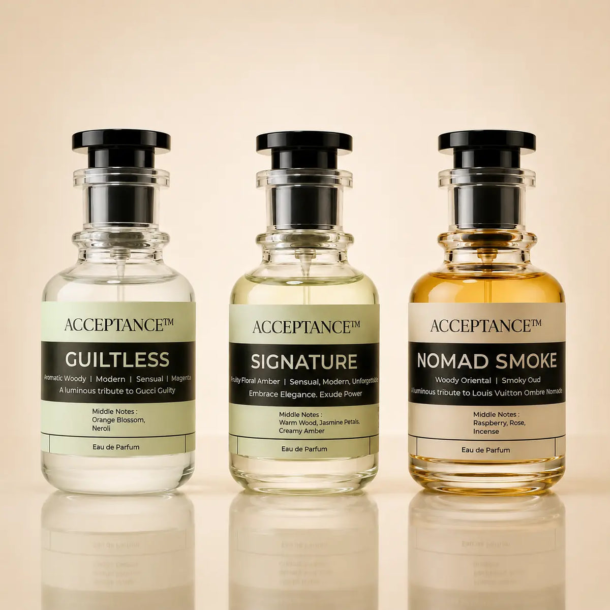ACCEPTANCE Unisex Trio – set of three 50ml EDP perfumes for men and women in Pakistan