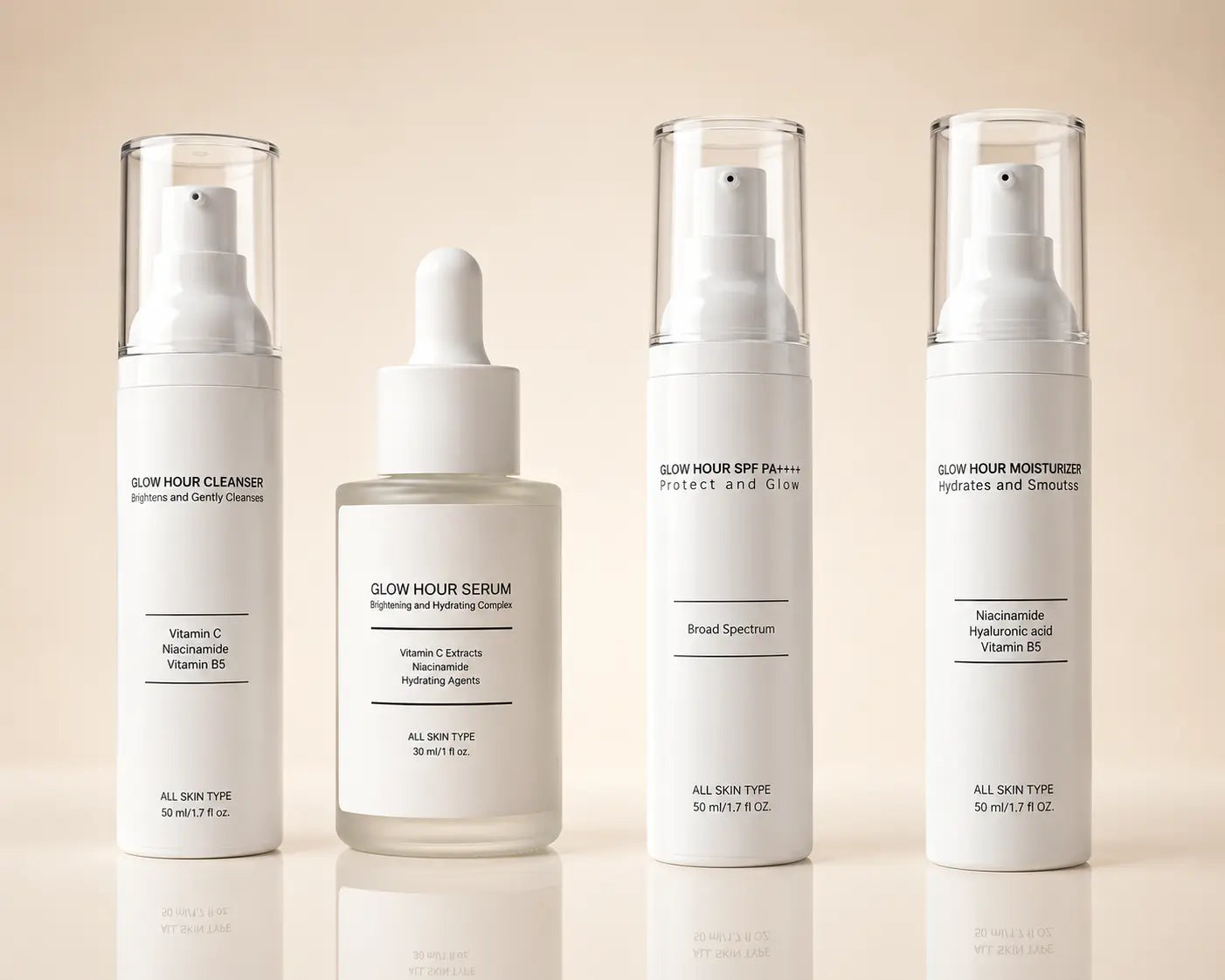 ACCEPTANCE Glow Hour skincare bundle – cleanser, serum, moisturizer & sunscreen set in Pakistan