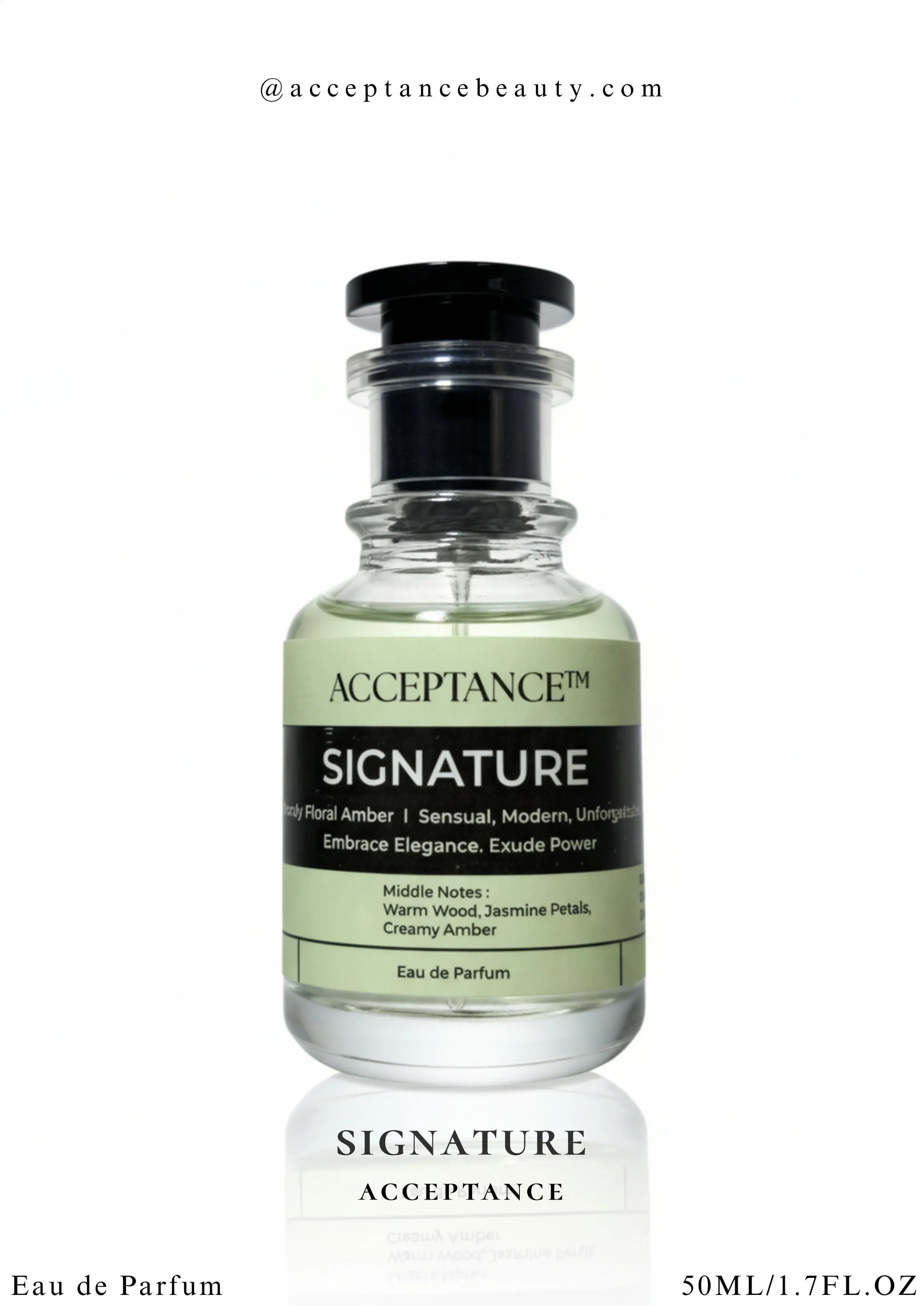 Acceptance Beauty Signature Eau de Parfum bottle on a white background