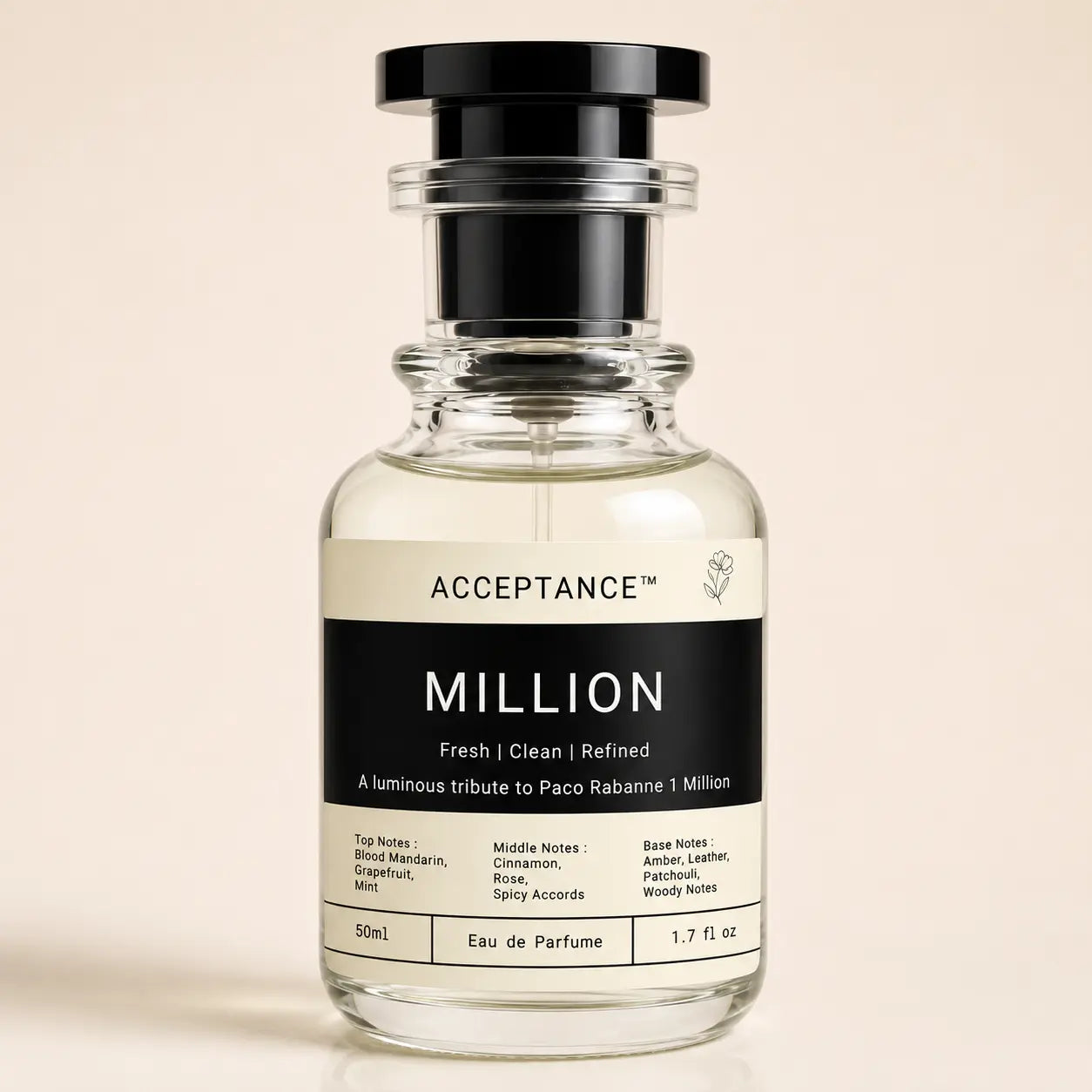 Million Perfume 50ml EDP by Acceptance – Warm Spicy Amber Fragrance for Men Pakistan