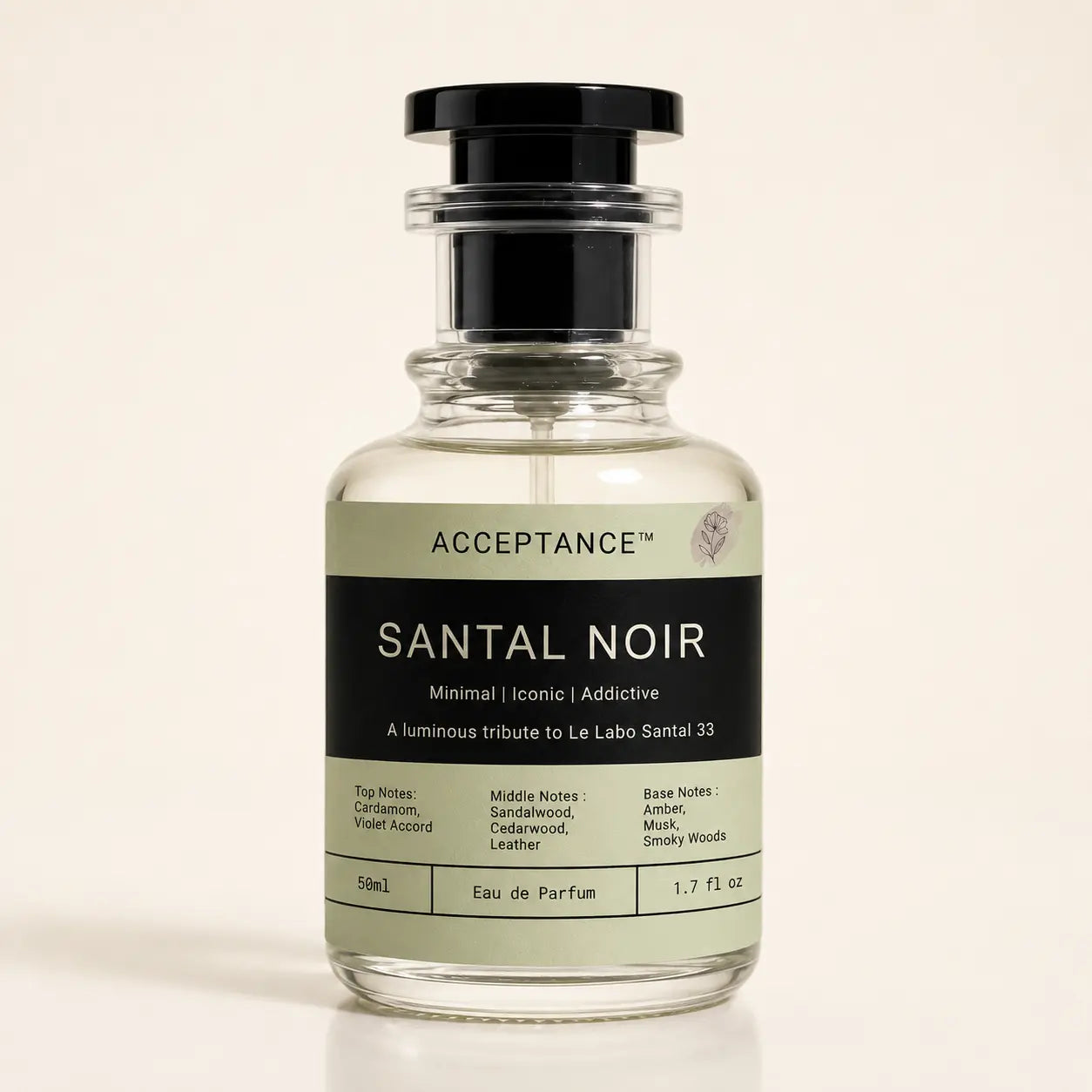 Santal Noir Perfume 50ml EDP by Acceptance – Creamy Sandalwood Leather Fragrance Pakistan