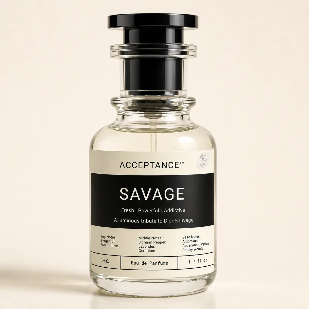 Savage Perfume 50ml EDP by Acceptance – Fresh Woody Fragrance Inspired by Dior Sauvage Pakistan