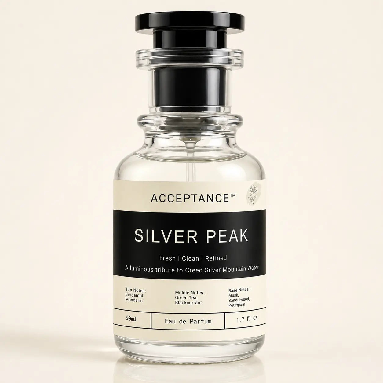 Silver Peak Perfume 50ml EDP by Acceptance – Fresh Aquatic Green Tea Fragrance Pakistan